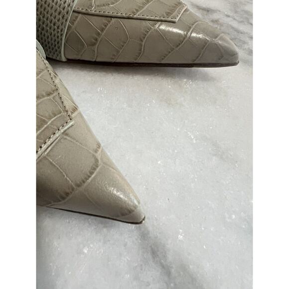 NEW The Fold London Isola 45 Mid Heel Grey Croc-Embossed Leather 38 (8) - Picture 10 of 12